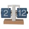 Flip Desk Clock Auto Mechanical Flip 12H AM PM Wood Base Battery Powered Vintage Retro Digital Table Clock for Home