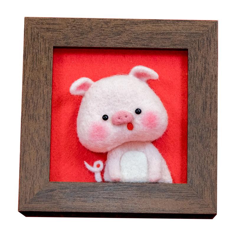 Xianci Year of the Horse Zodiac Wool Felt Needle Felting DIY Photo Frame Gift Set