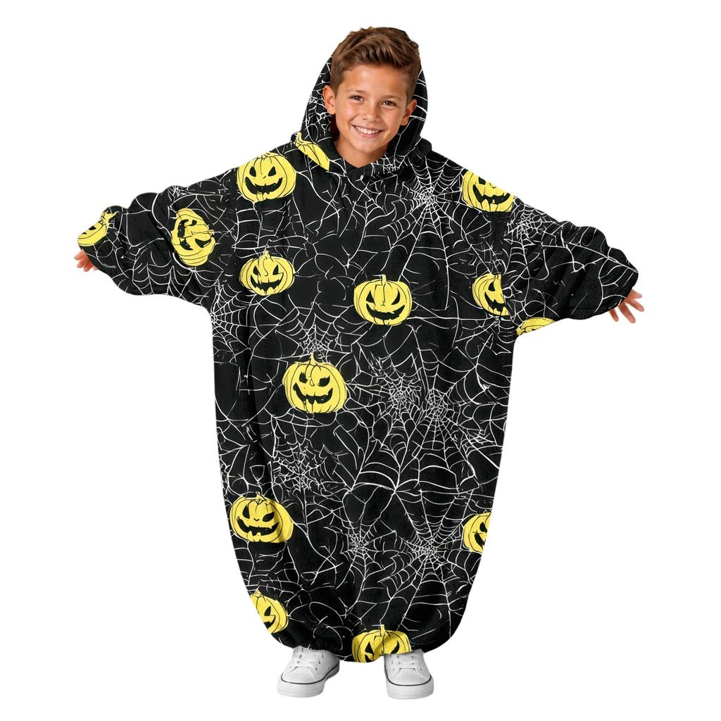 Barn Halloween-tryck Flanell Helkropps Pyjamas Set för Mysig Sovkläder