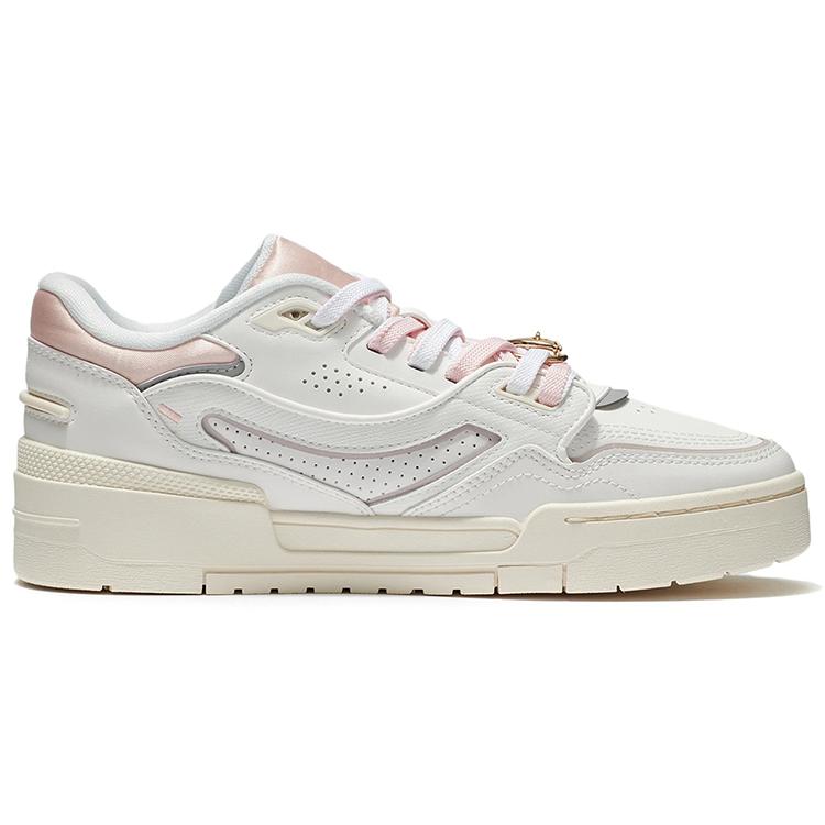 New LiNing 001 BTC Anti Slip And Wear Resistant Lightweight Low Top Skateboard Shoes Women's White Pink AGCS024-5