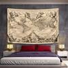 Vintage World Map Double Hemisphere Design Patterned Tapestry for Bedroom and Living Room Home Decor Sofas