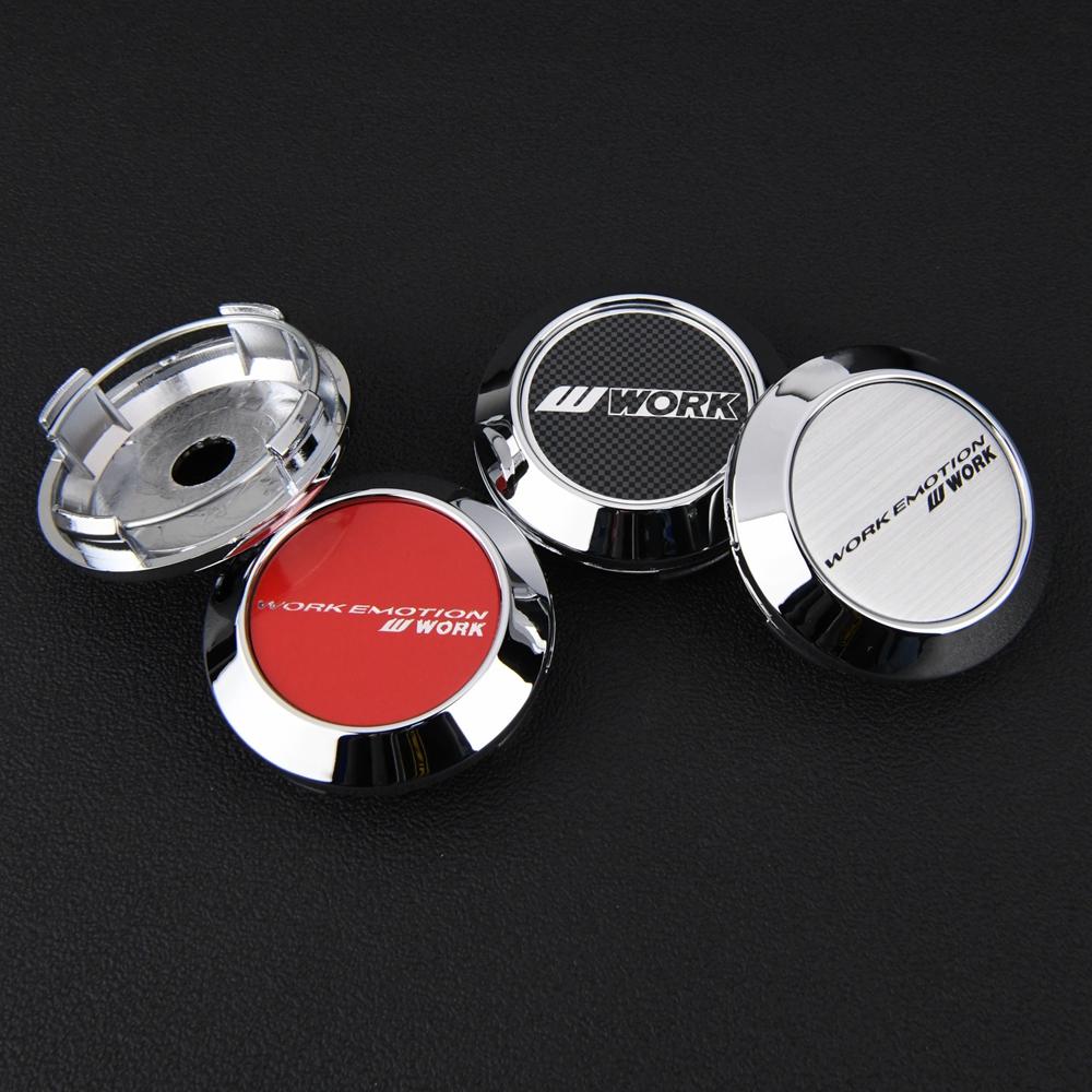 4PCS OD 64MM / ID 60MM Sport Rim Center Wheel Cap WORK EMOTION MEISTER VS Emblem Sticker Wheel Cover Hub Cap Silver & Black