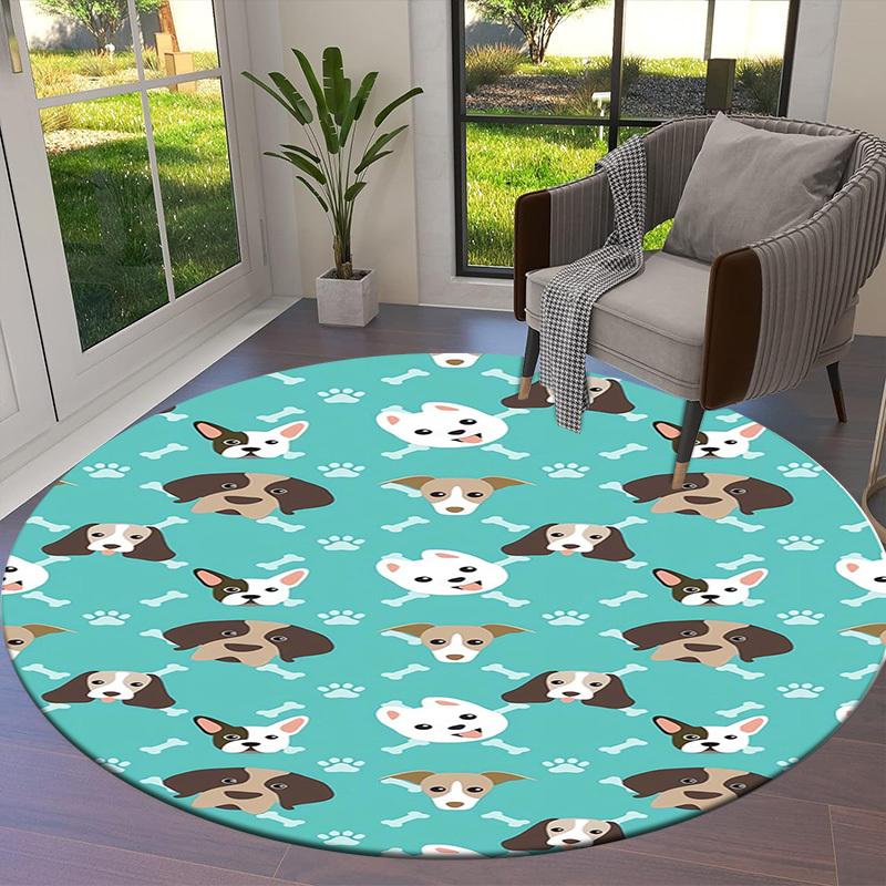 1pc Office Carpet Chair Mats Dogs, Bones, Paws, Teal Background Perfect for Decorating Office Chairss, Or Bedrooms.YDT342