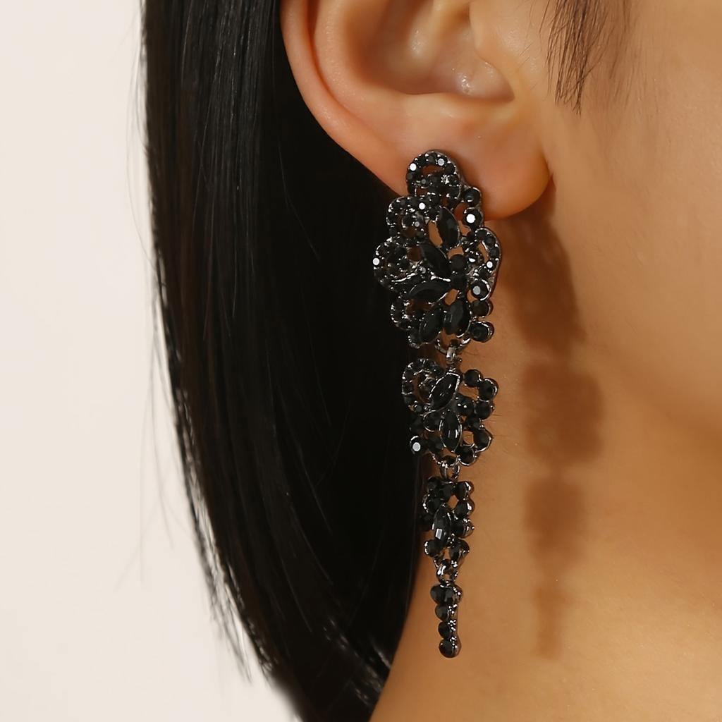 2 Pieces of Women's European and American Trendy Style Zircon Tassel Earrings, Travel Carnival, Party, Holiday Dressing Gifts
