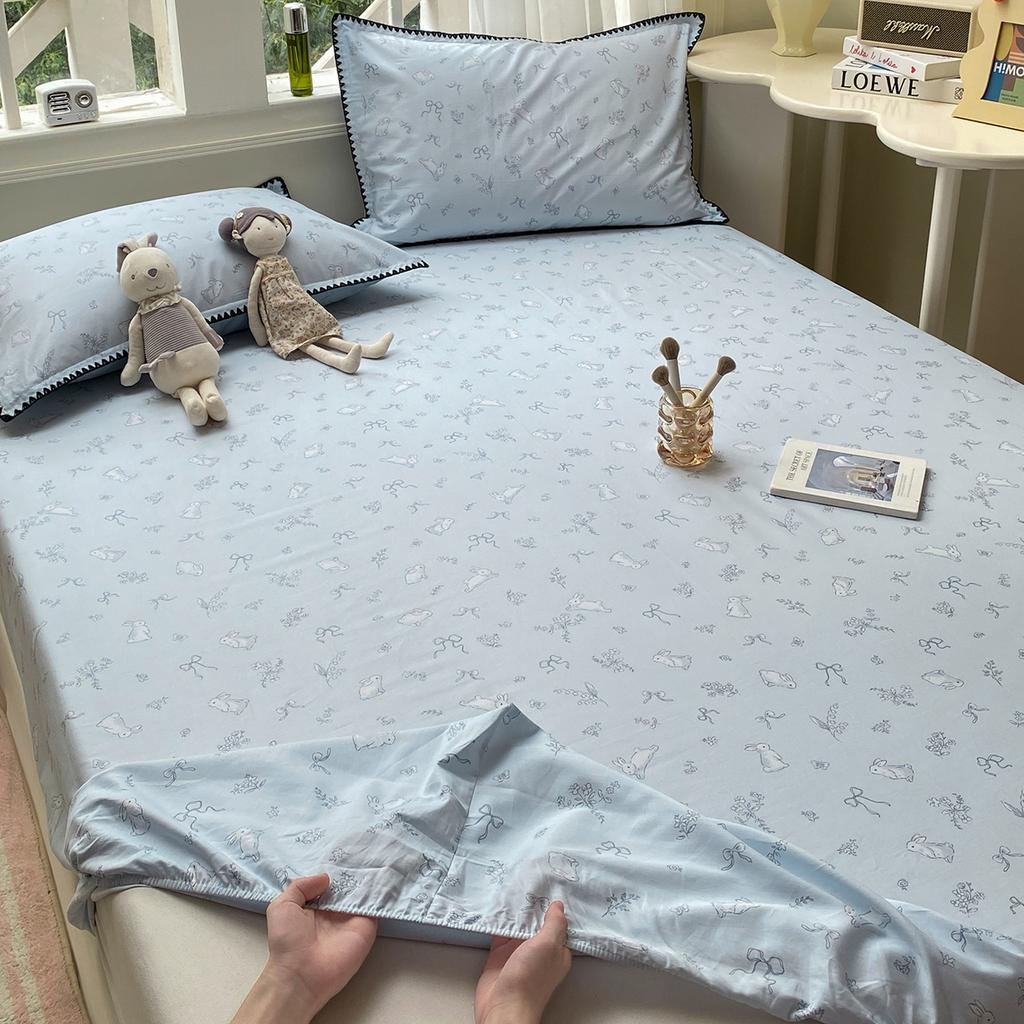 Baumwoll-Spannbettlaken mit Gummibändern Rutschfest Verstellbarer Matratzenschoner Pflanzen Blumen Gedruckt für Doppel- King- Queen-Bett