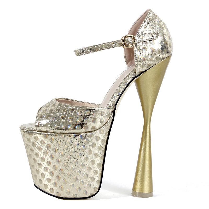 19cm Extreme High Heels Sandals Women's Summer Shoes Fashion Green Beige Platform Gladiator Flip Flops Stripper Party Shoe Lady