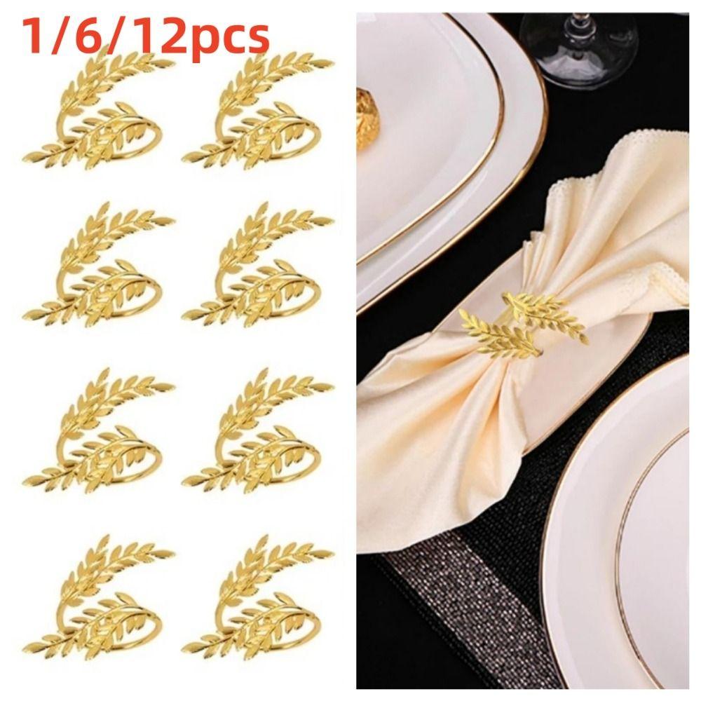 1/6/12pcs Gold Leaf Napkin Holder Dinnig Table Decoration  for Wedding Birthday Party