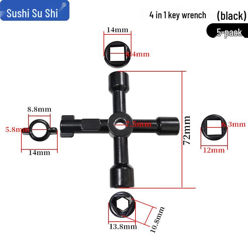 SUSH AF048 4-in-1 Multifunction Cross Valve Key Wrench 5-Pack