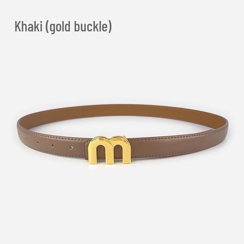 M Letter Genuine Leather Women's Belt - Versatile for Casual Pants, Skirts, and Jeans