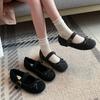 70820 Feet Wide Feet Fat Large Size Women's Shoes Cotton Single Shoes Velvet Warm Mary Jane Shoes Soft Sole Bow Flat Shoes