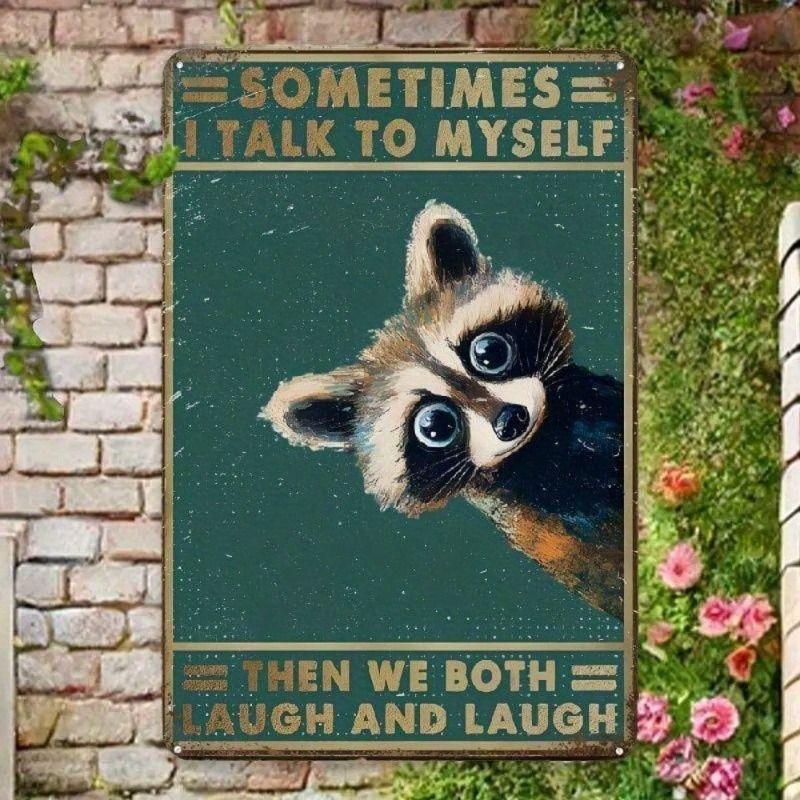 

Metal Poster Raccoon 8x12 Inch Vintage Animal Wall Art for Living Room