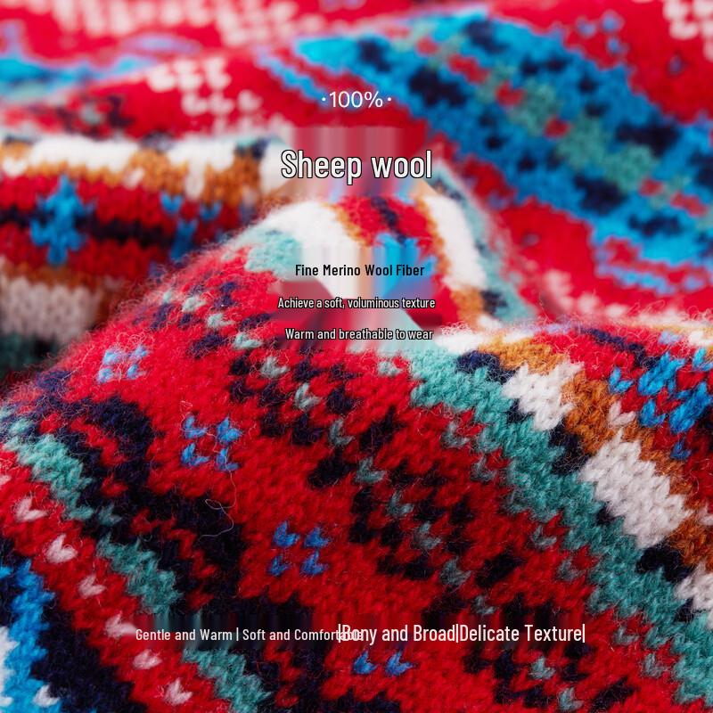 Langzi MONEY HONG Women's Fair Isle Wool Jacquard Sweater