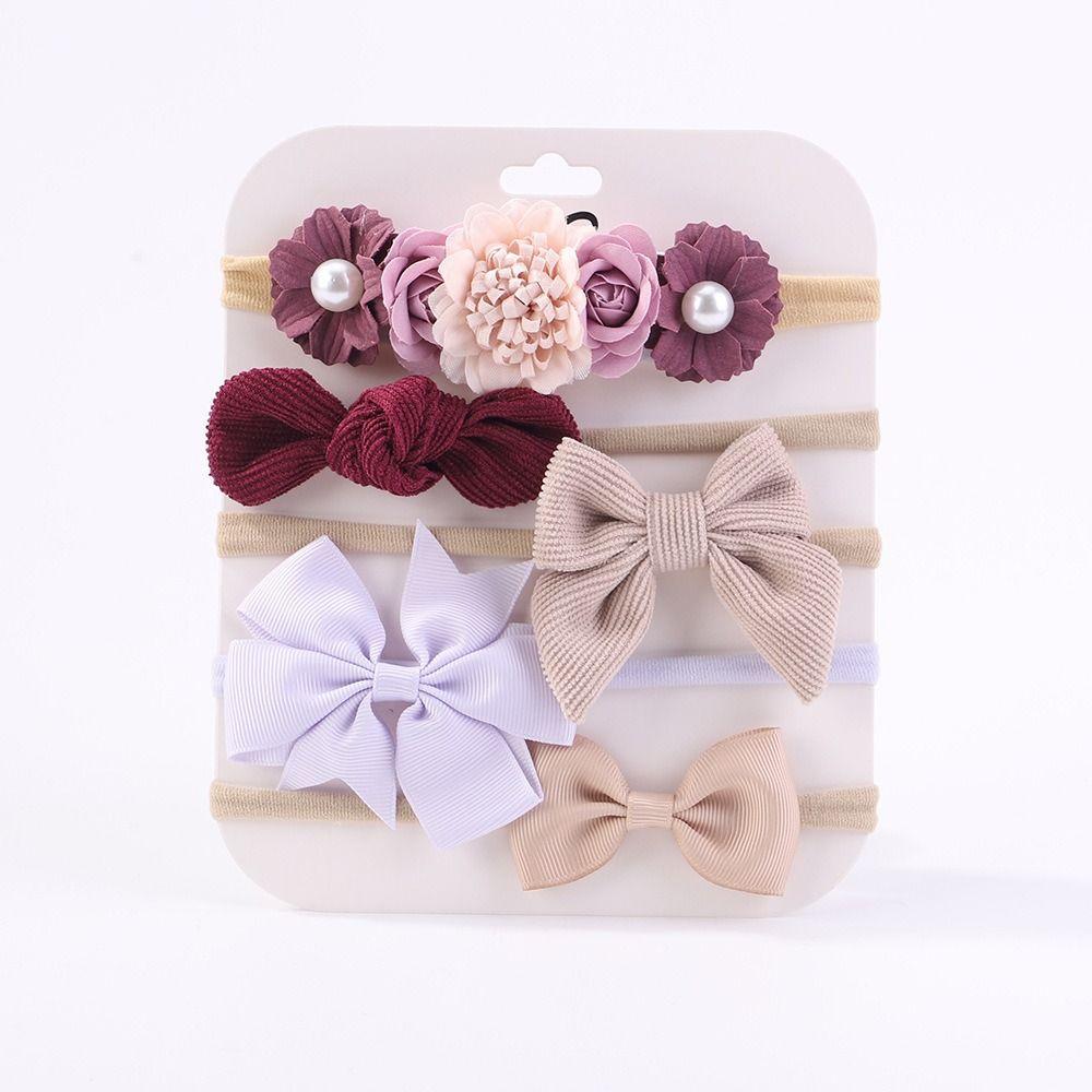 10Pcs Luxury Nylon Elastic Headband Flower Lace Hair Ties  for Baby Girl Infant Newborn Toddler