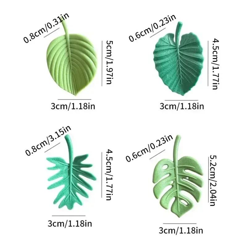 4Pcs Simulation of Leaves Fridge Magnet Artistic Fresh Bamboo Magnetic Stickers Creative Stereo Ins Wind Kitchen Home Decoration