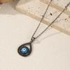 Collier Goutte d'Eau Dorée Noire en Argent Sterling 925 Pendentif Yeux Bleus Charmants Colliers pour Femmes Bijoux Fins