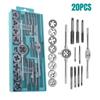 Set di Maschi e Filiere Manuali 12/20 Pezzi M3-M12 Conico Dritto Strumenti di Foratura Portatili per Compiti di Foratura su Acciaio Inossidabile
