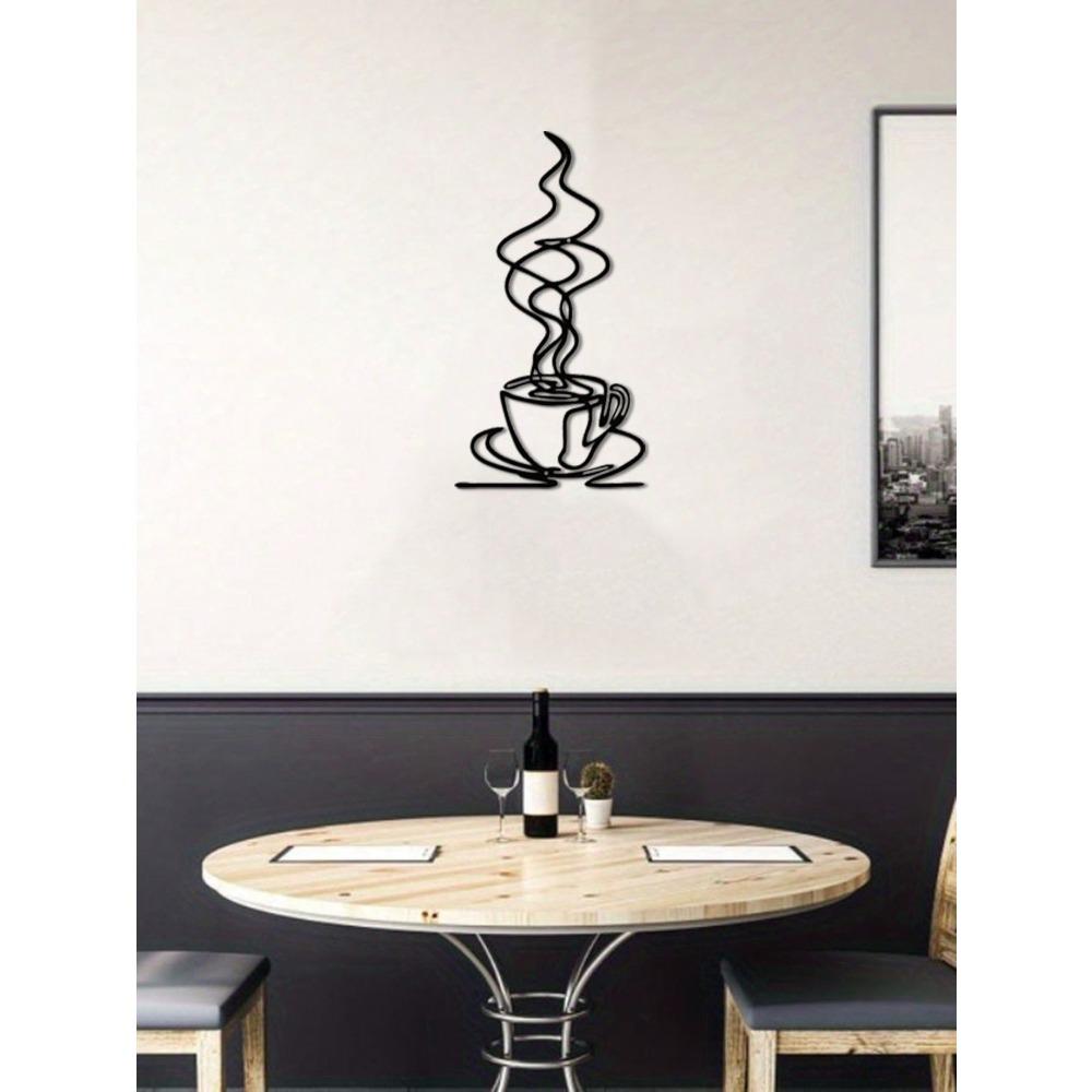 Mode Metall Kaffeetasse Wandkunst - Schlicht und Design, Perfektes Geschenk für Kaffeeliebhaber, Wasserdichte Küchen- und Kaffeebar-Dekoration
