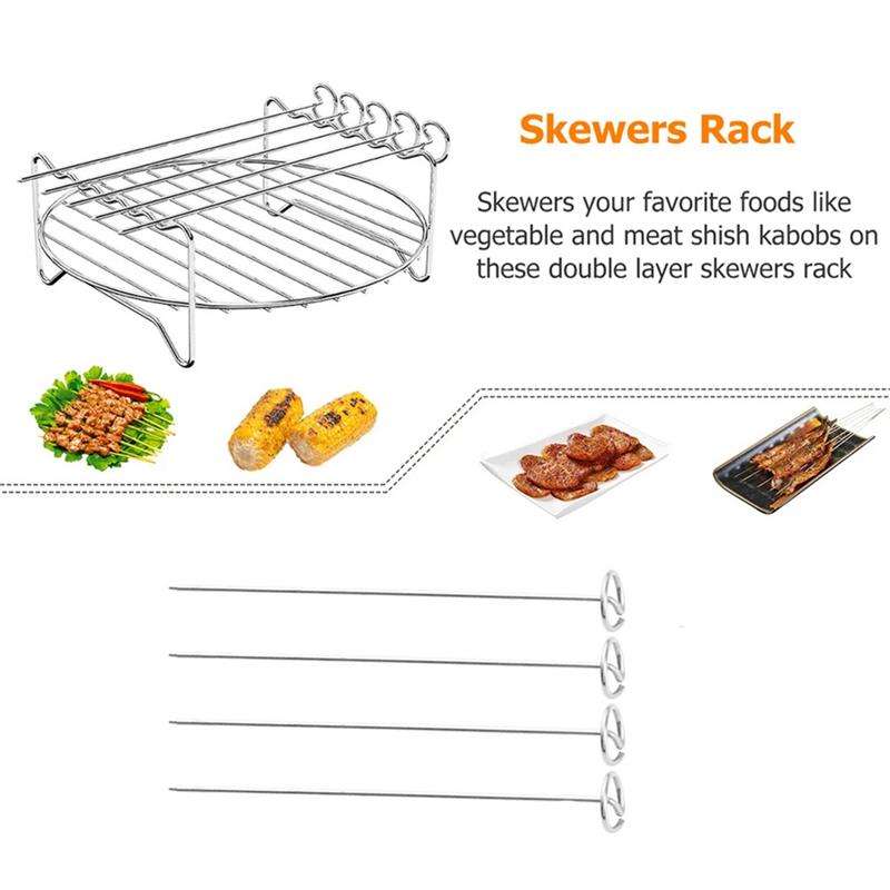 A96I-Air Fryer Stainless Steel Rack Grill Rack Tray And Steam Rack Air Fryer Tools серебряный