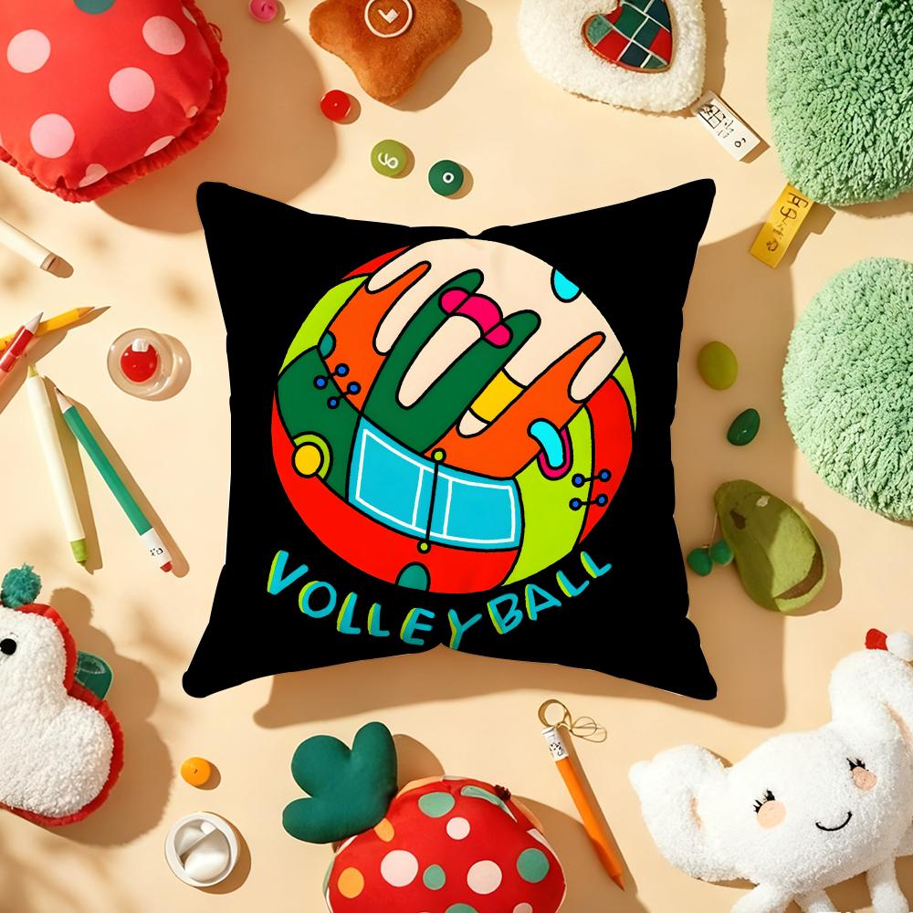 Ball Sports Doodles Cushion Cover Plush Fabric Soft Double-Sided Printed Sofa Warm Winter Home Gift Pillow Cover