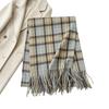 1116 new soft waxy blue and white plaid fringed scarf Korean warm autumn and winter thickened student high-end scarf