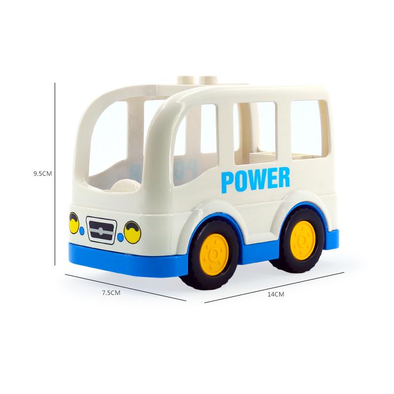 Compatible Large Particle Building Block Table with Cartoon Car, Bus, Airplane, and Sedan Accessories for Children