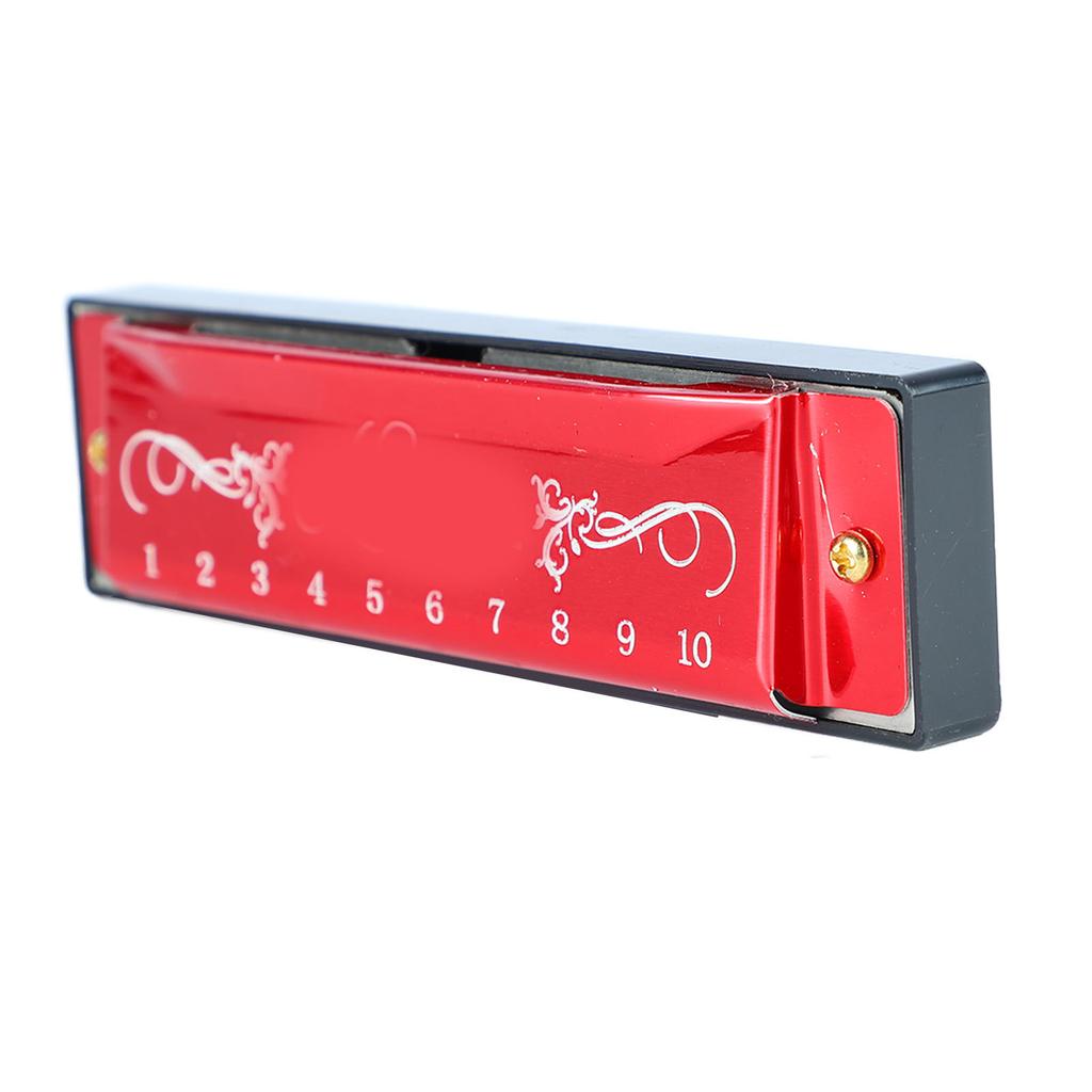 Harmonica 10 Hole 20 Tune C Key Professional Standard Mouth Organ with Case for Kid Beginner Red