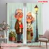 2 Stück, 2D-Flachdruck Vorhangstoff Liebesgeschichte von Großmutter und Großvater Vielseitiger Polyesterstoff (ohne Stange)