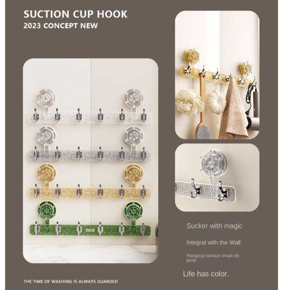 6 Hooks Rotating Suction Cup Rudder Hook Punch-Free Utensils Storage Row Hook  Kitchens