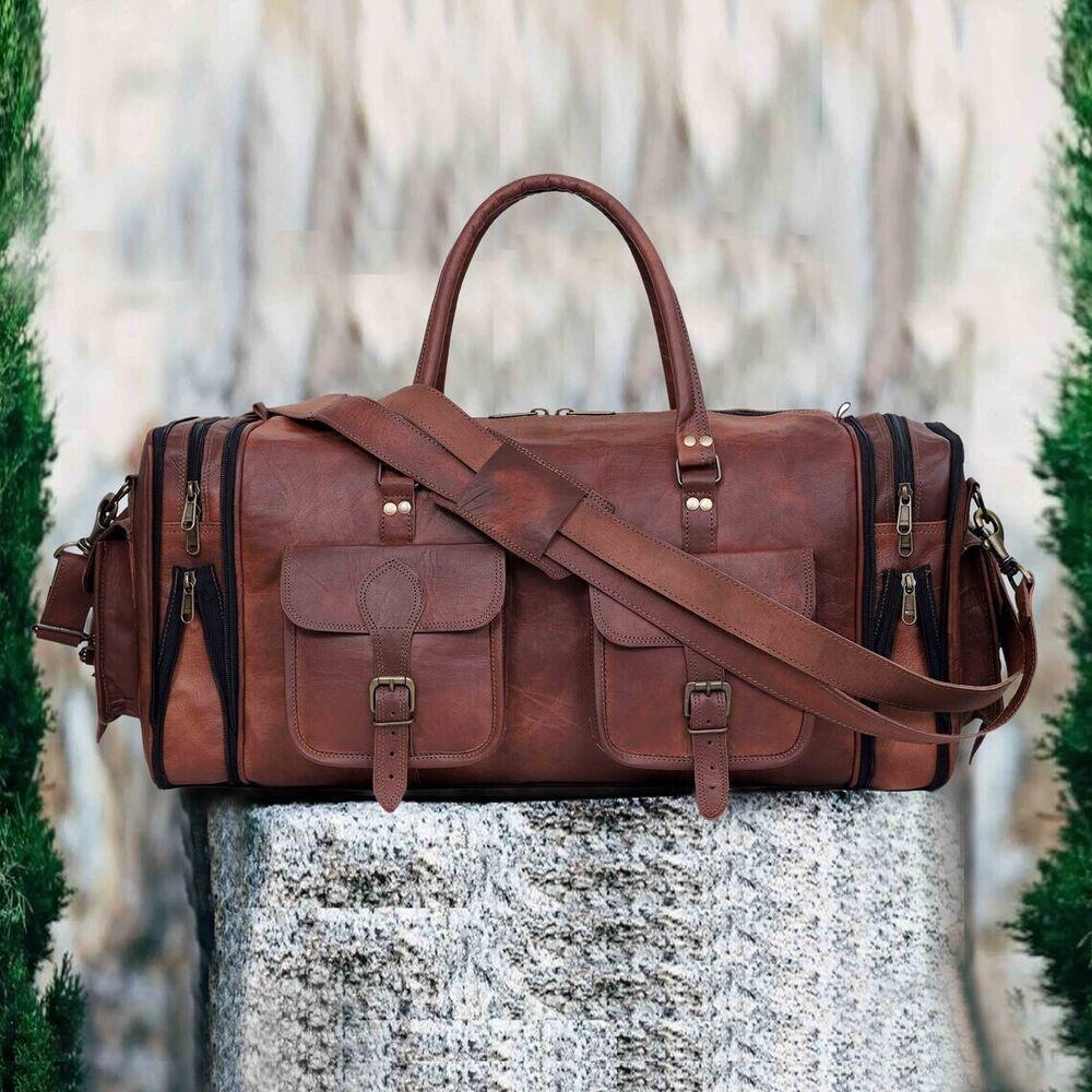 Leather Duffel Bag Leather Overnight Bags, Leather Travel Bags, Leather Travel