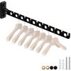 Wall Mount Coat Hanger,Folding Clothes Drying Racks,Sturdy Hanging Clothes Hanger,Laundry Room Drying Rack(10-Hole 1 Black)