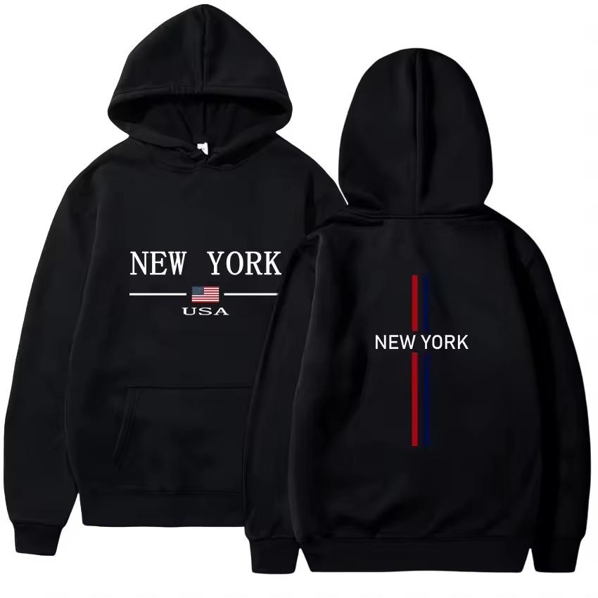 Men's High-Quality Hoodie New York Urban Print Casual Streetwear Sweatshirt Daily Tracksuit Jogging Top for Urban Clothing