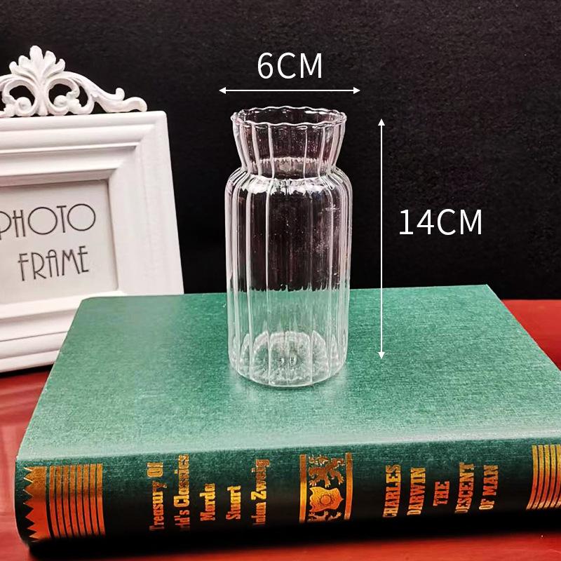 Nordischer Stil Transparente Gestreifte Glasvase für Heimdekoration