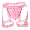 Mens Sexy Panties Lingerie Sissy Underwear Lace Skirted Thong with Garter Belt Briefs Bulge Pouch T Back for Gay Mens G Strings