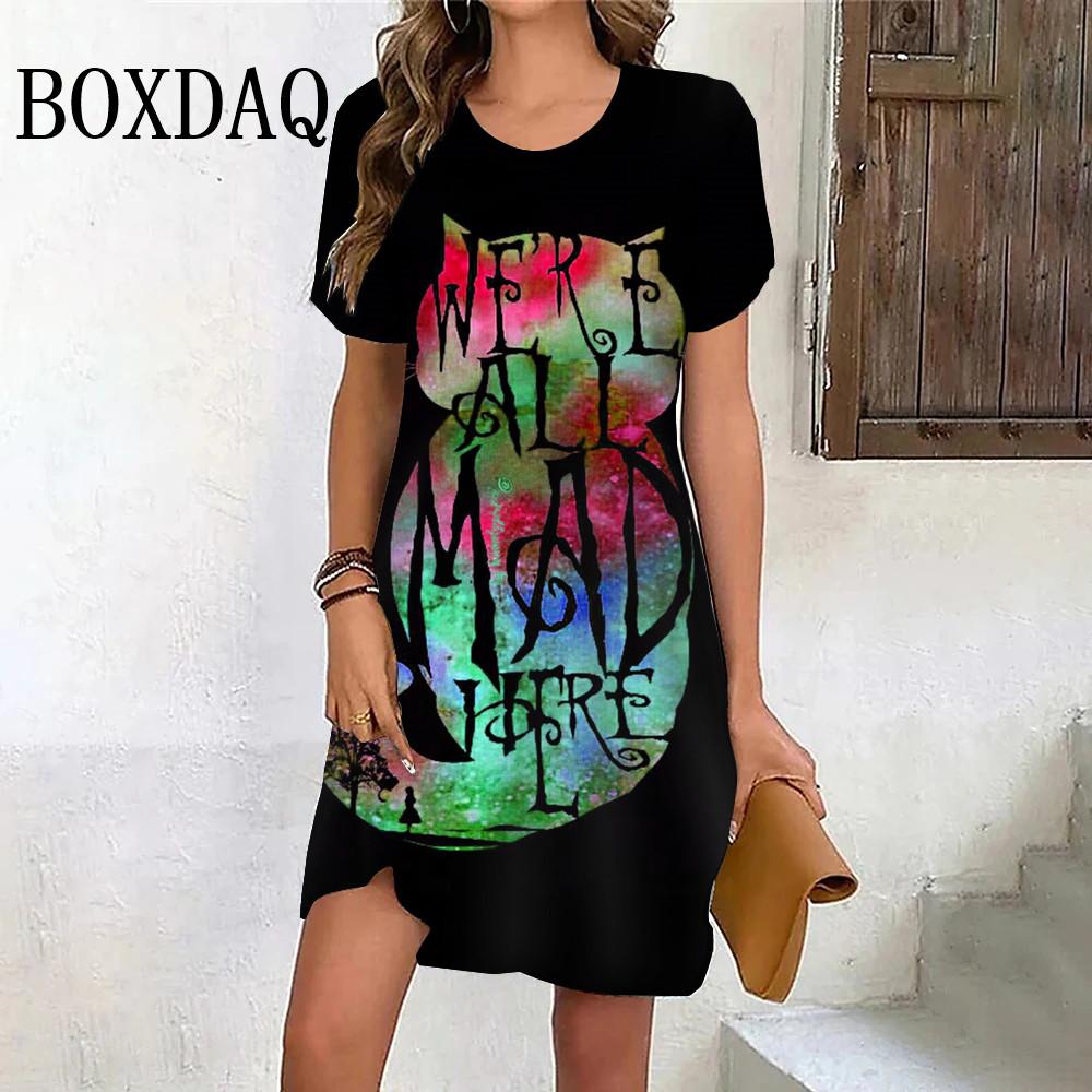 

Милое платье с градиентным рисунком и принтом в виде мультяшного кота, новое модное женское повседневное платье с коротким рукавом, женские платья Kawaii, уличная одежда 2024 Femme 8XL