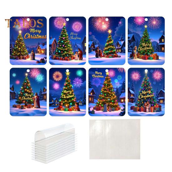8 Stück Weihnachtskarten-Anhänger, Weihnachts-Geldbörsen-Karten, doppelseitiges Klebeband, Weihnachtsbaum-Druck, Geldhalter-Ornament, Geldklammer-Ornament