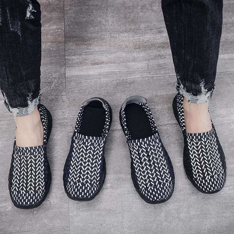 Lazy Shoes Men's One-pedal Large Size 4546 Breathable Old Beijing Mesh Shoes Hollow Woven Sports Shoes Men