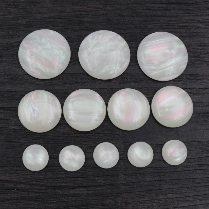 

New Fashion 8mm 10mm 12mm 20mm 25mm White Shell Color Flat Back Resin Cabochons Cameo DIY Jewelry Making Accessories 8mm 40pcs