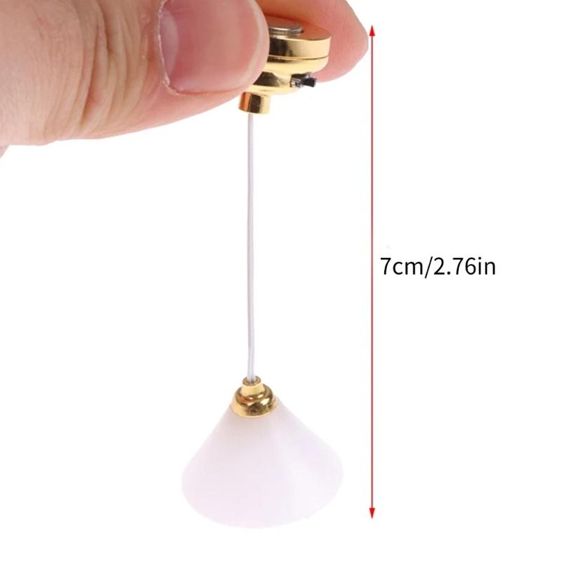 White Miniature Chandelier Light Dollhouses Small LED Light Dollhouse Furniture Lighting for Modern or Vintages Decors