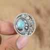 Natural Larimar Gemstone 925 Silver Multi Stone Adjustable Ring For Girls