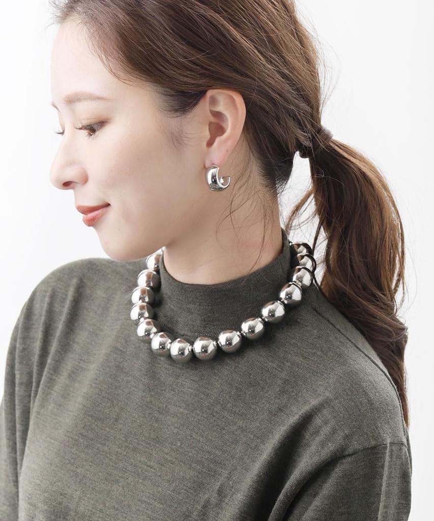 [VINGTAINE] VINGTAINE Necklace, Metal Ball, Large, Lightweight, Simple, Casual, Adult, Daily Accessory, Gift, Women's C3349-