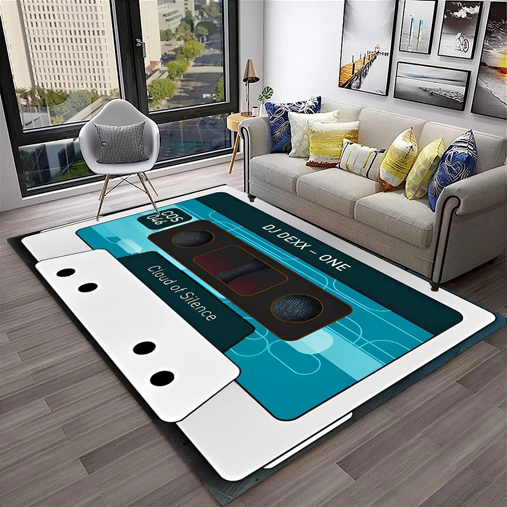 3D Music Cassette Tape Retro Pattern Carpet Rug for Home Living Room Bedroom Sofa Doormat Decor,kids Area Rug Non-slip Floor Mat