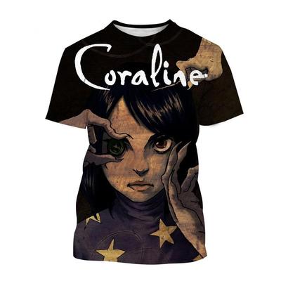 New Summer Coraline 3D Print T-Shirt Men Women Horror Anime Movie Short Sleeve Tshirts Oversized Harajuku Tees Top Kid Clothing