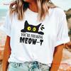 Youre Freaking MeowT T Shirt Funny CaT Halloween Spooky Season Pun Kitten Puns Vintage Washed Soft Designer Clothes Graphic