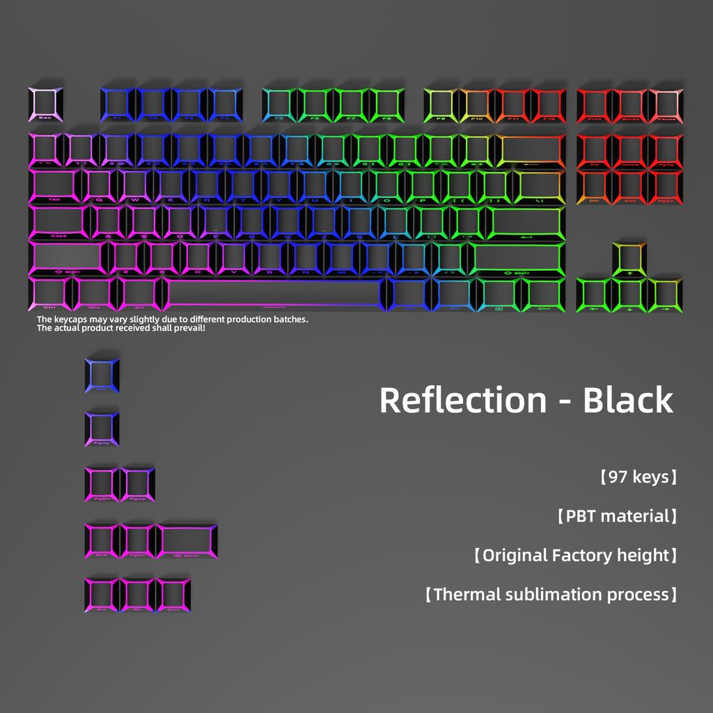 Colorful Shadow Keycaps Side Print Edge Backlit PBT White Black Pink Blue Cherry Profile 97 Keys Cap MX Gamer Keyboards AULA