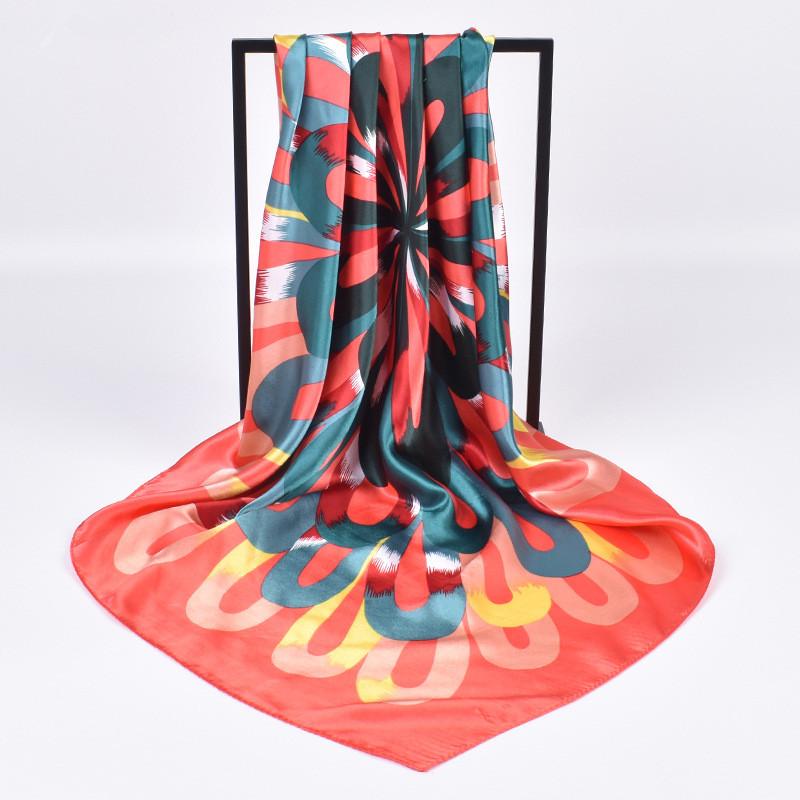 New Fashion Square Silk Scarf Women Luxury Brand Satin Print Hijab Scarves Pareo Bandana Female Shawl Wrap Headband Foulard