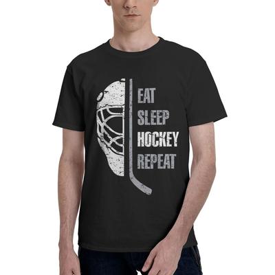 Eat Sleep Hockey Repeat 100 Cotton Casual Breathable Confortable Summer Mens Clothing Brands Mens Shirt