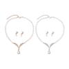 1 Set Bridal Faux Pearl Rhinestone Pendant Necklace Jewelry Women And Earrings Elegant Wedding Jewelry Set