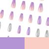 Purple Gradient Nail Stickers with Silver Glitter - Reusable False Nails