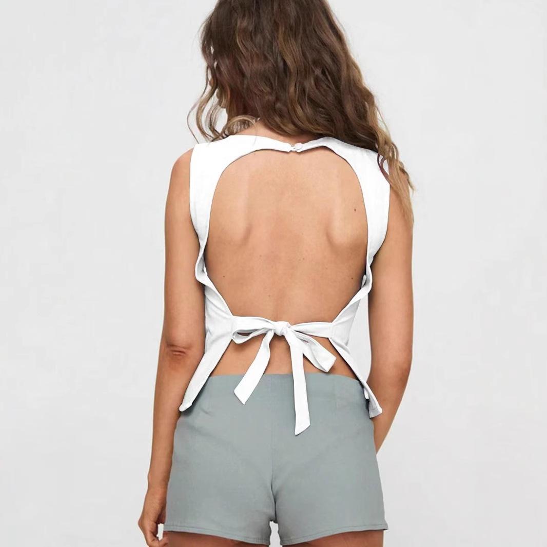 

Solid Color Sexy Babes Halter Straps Suspender Sleeveless Versatile Vest Women s Slim Top S