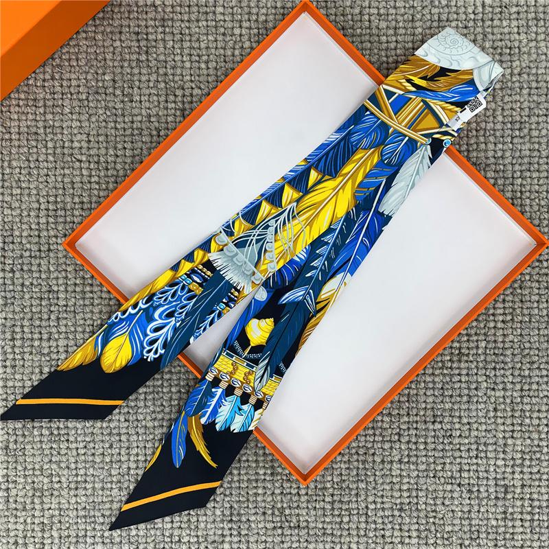 POBING Animals Print 18m/m Twill Silk Scarves Women Luxury Brand Scarf Bag Ribbons Tie Head Scarf Small Long Skinny Scarf 86*5CM